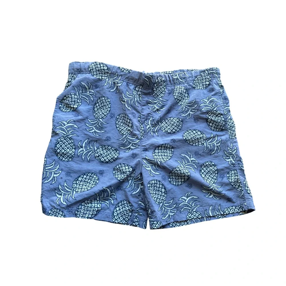 Bike Mens Pineapple Print Swim Trunks Blue Mesh Lined Board Shorts Size Medium